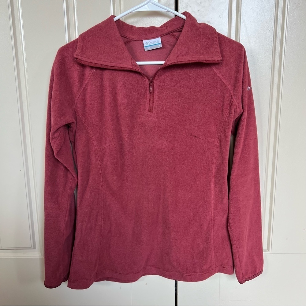 Columbia Dark Coral or Pink Half or Quarter Zip Fleece Sweater Size Small